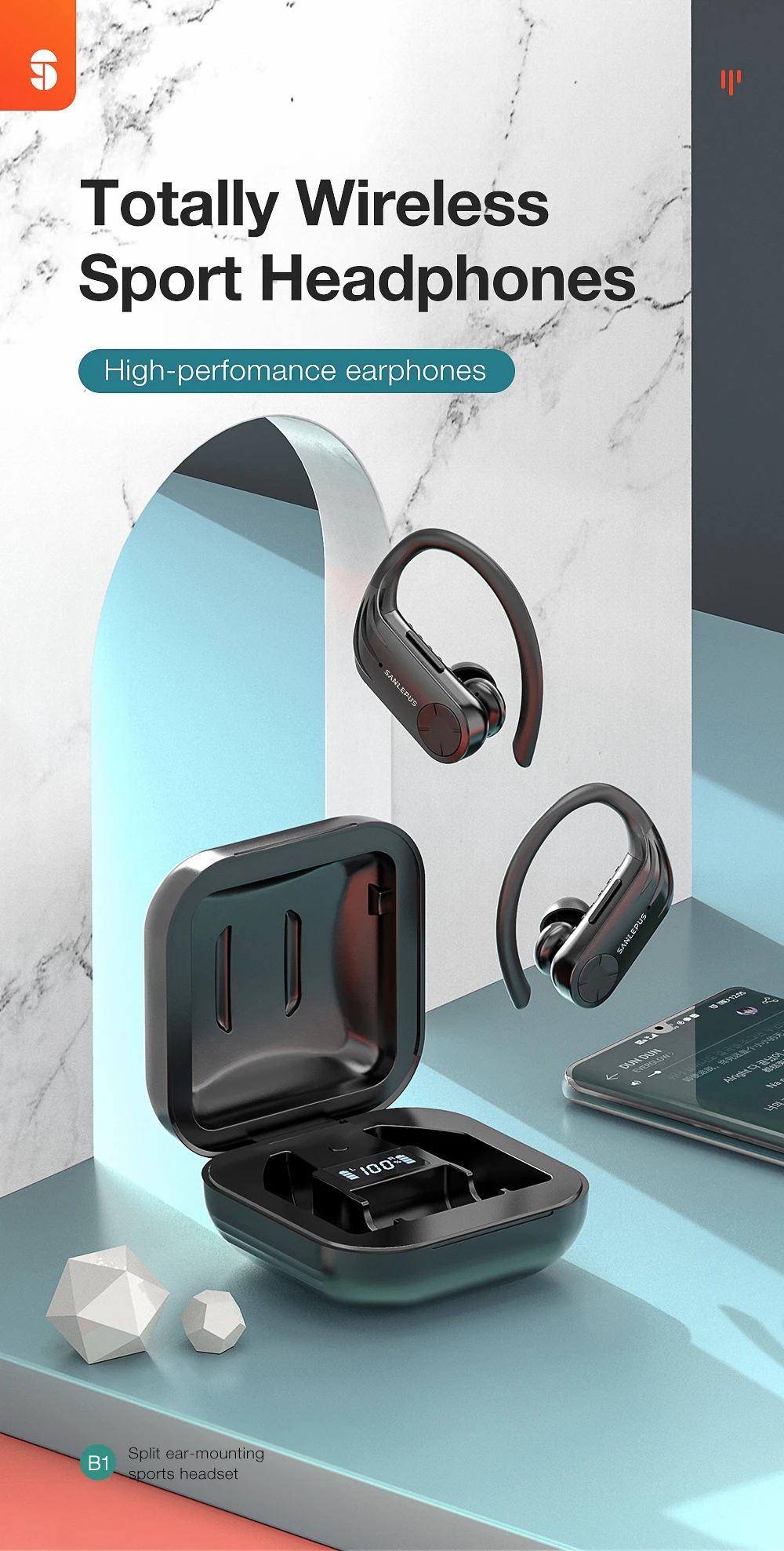 Bluetooth Earphones with LED Display